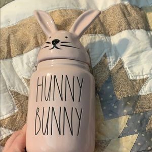 Pink Rae Dunn bunny canister